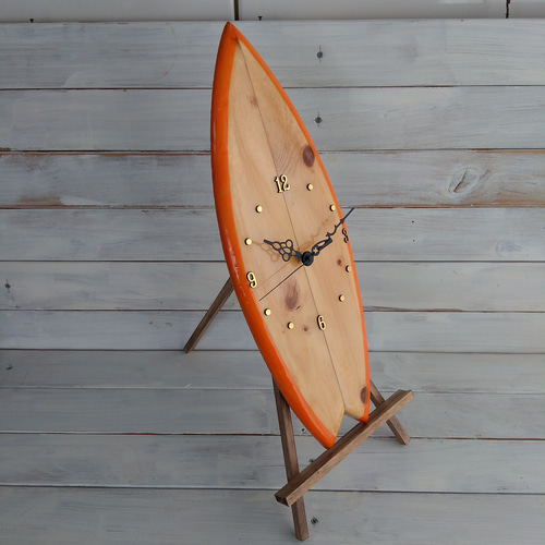 SURFBOARD Clock スワローテール オレンジ 掛け時計・置き時計