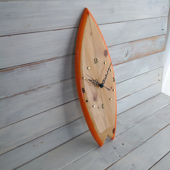 SURFBOARD Clock　スワローテール　オレンジ 2枚目の画像