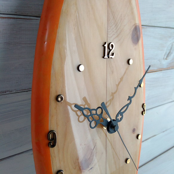 SURFBOARD Clock　スワローテール　オレンジ 6枚目の画像