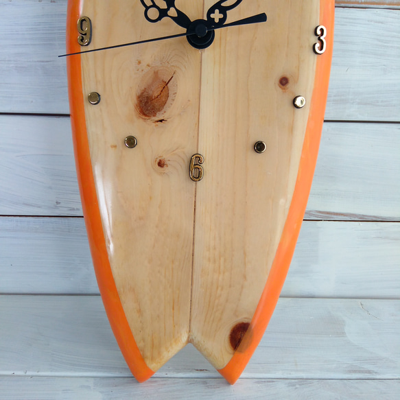 SURFBOARD Clock　スワローテール　オレンジ 8枚目の画像