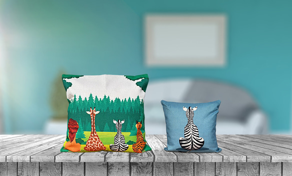 森のクッション 4 animals facing backwards －ヒノキの香り－ 3枚目の画像