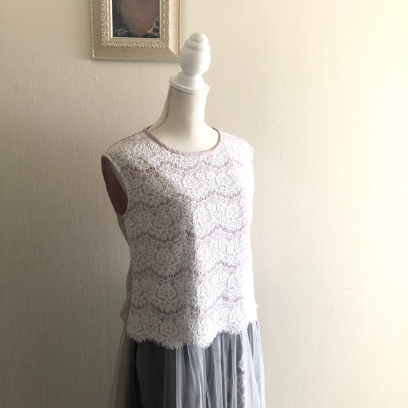 モーブピンク フロントスカラレースのPO その他トップス Trousse à