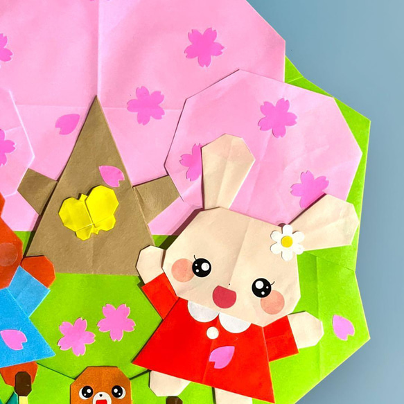 【受注製作】桜　折り紙ハンドメイド　折り紙リース　幼稚園　保育園　介護施設　壁面飾り 3枚目の画像