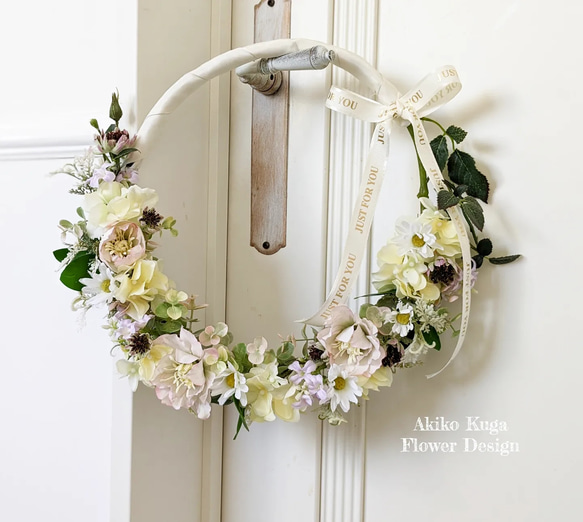 ふんわり優しいリースブーケ 春色新作2024 ブーケ Akiko Kuga 通販  