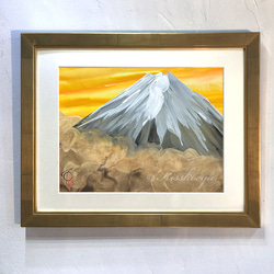□早割価格□ 吉祥開運 朝陽赤富士 手描き 風水 縁起物の絵 絵画