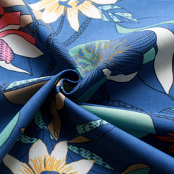 1.5m×1m～　フランス　オックス生地　ブルー　DOMOTEX　/　綿100％　コットン　ボタニカル柄　花柄 9枚目の画像
