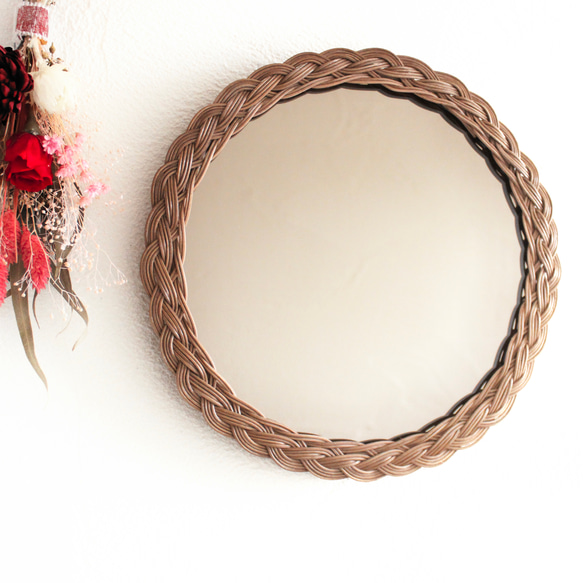 ラタンのミラー 円形 ブラウン 直径50cm 【公式通販】