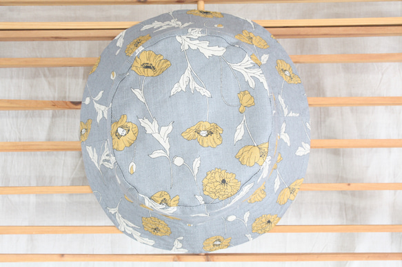 リボンセット*グレーリネンの花柄ハット　ナチュラル　春夏　帽子　紫外線対策　ファッション　おでかけ　アウトドア　キャンプ 11枚目の画像