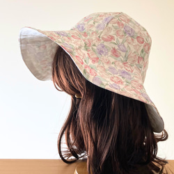 春色チューリップの帽子とミニトートのセット（ピンク×パープル） 8枚目の画像