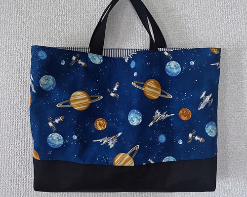 うー様確認用　宇宙柄　ネイビー×ゴールド　内ポケット付きレッスンバッグ うー様確認用 宇宙柄 ネイビー×ゴールド 内ポケット付きレッスンバッグ