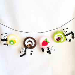 【受注制作】ロールケーキ大好き♡パンダさんのガーランド 3枚目の画像