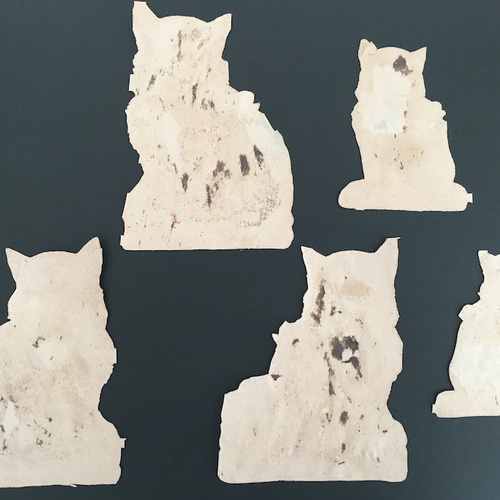 猫のアンティーククロモス ドイツ イギリス 白猫 黒猫 ギフト