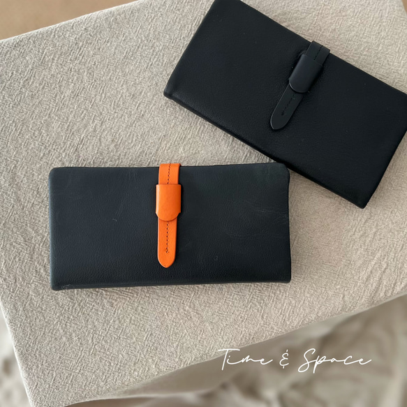 牛革製☆大容量長財布】紐留め│カードケース│免許証入れ│シンプル風