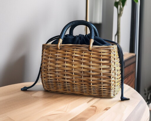 通勤にもかごバッグ 定番型 ナチュラルラタンアラログ かごバッグ mi
