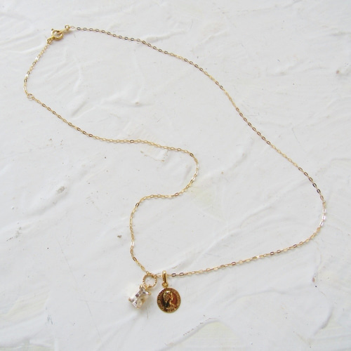 K18 ネックレス 刻印 小豆 チェーン 40センチ ゴールド