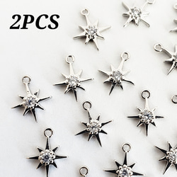 2個 ミニ プラチナメッキ キュービックジルコニア 星 キラキラ