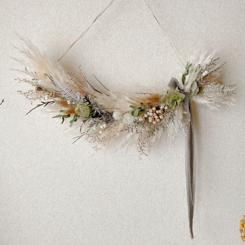 パンパスグラスのガーランドドライフラワー横長スワッグ