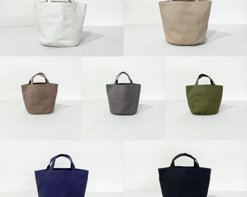 11号帆布>シンプルなバケツバッグ＊オリーブ＊ネイビー