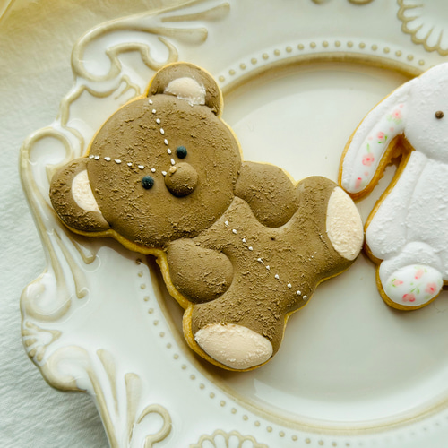 うさぎ・クマ誕生日クッキー くすみ色 クッキー モンプティクー