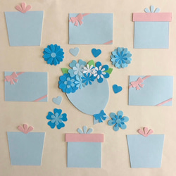 メッセージカード（花束付き）＆アレンジフラワー  クラフトパンチ（ブルー） 1枚目の画像