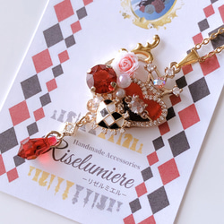【受注制作】鏡の国のアリス☆赤の女王の宝石ネックレス 2枚目の画像