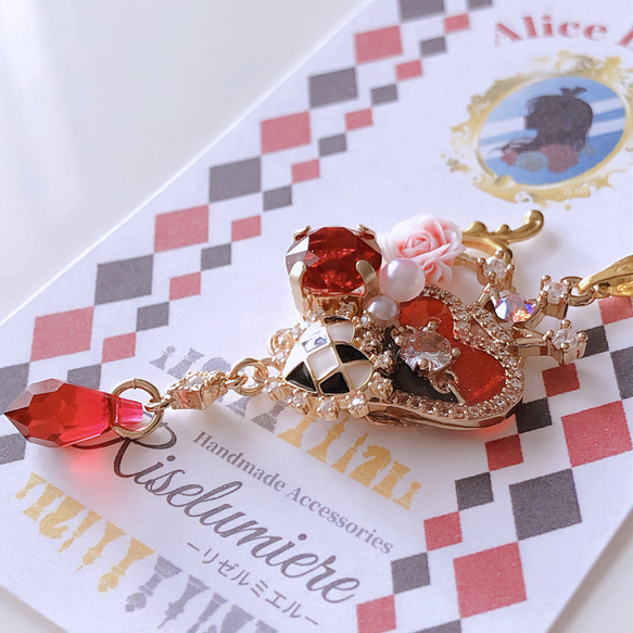 【受注制作】鏡の国のアリス☆赤の女王の宝石ネックレス 3枚目の画像