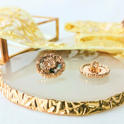 提案（シェル）アンティークボタン㉛ 4個】シェル入り ヴィンテージ風 デザイン ボタン レトロ