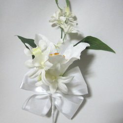 カサブランカのキャスケードブーケ♪ブートニア付き♪生花みたいに綺麗な造花です♪高品質なのに安い0679 20枚目の画像