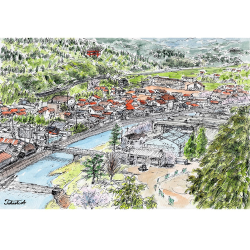 ノルウェー ベルゲン ヨーロッパ 風景画 水彩画 アクリル画