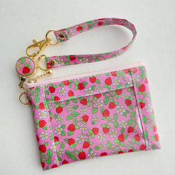 リバティ「ムーンモス」（クラシカルピンク）クリアフラットポーチ