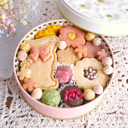 【オーガニック＆グルテンフリー＆ヴィーガン】お花とねこの米粉クッキー缶 2枚目の画像