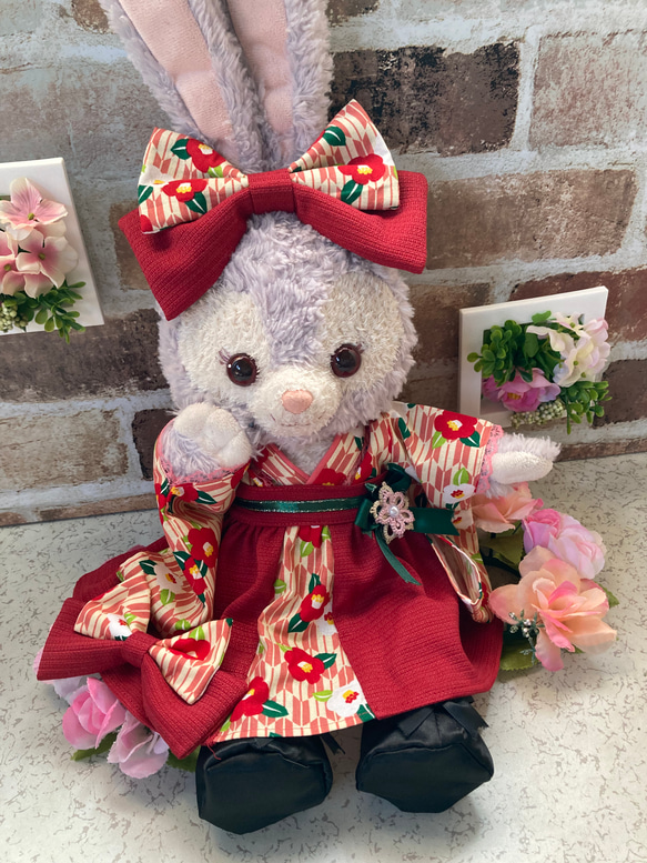 リーナベルSサイズ☆大正浪漫風赤花柄 和着物ドレス6点
