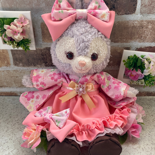 リーナベルSサイズ☆ピンク花柄 和着物ドレス6点コスチューム リーナベルSサイズ☆ピンク花柄 和着物ドレス6点コスチューム