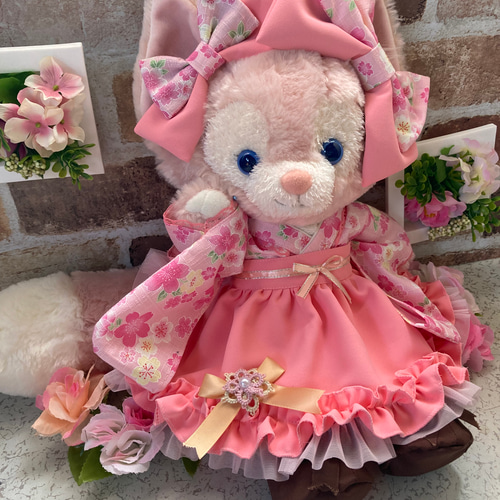 リーナベルSサイズ☆ピンク花柄 和着物ドレス6点コスチューム