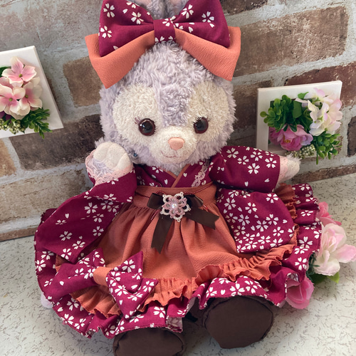 リーナベルSサイズ☆クリーム花柄 和着物ドレス6点コスチューム