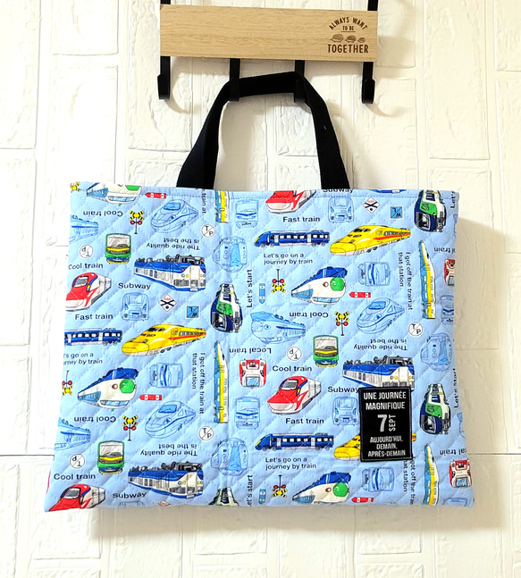 オーダー 入園入学 電車図鑑 新幹線 ハンドメイド レッスンバッグ