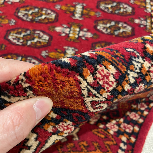 ハンドメイド トルクメン絨毯 ラグ 手織り トライバルラグ