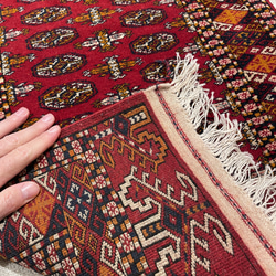 ハンドメイド　トルクメン絨毯　ラグ　手織り トライバルラグ 58x94cm トルクメニスタン製 19枚目の画像