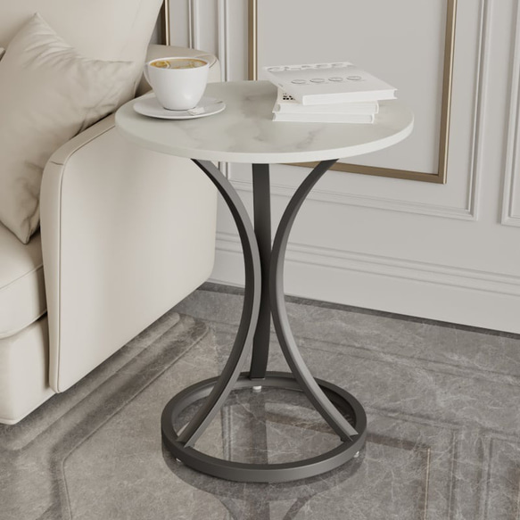 デザインが目を引くサイドテーブル ラウンドテーブル 9種類から選べるカラー 曲線が美しいインテリア 家具 ch-637 3枚目の画像