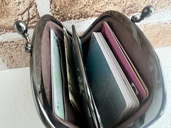 リバティ　仕切りがま口財布　カードケース　小さく見えてもたっぷり収納　ウィルトシャーブルー　　ギフト　完成品 5枚目の画像
