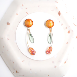 景泰藍鬱金香耳環～橘×黃～ 第5張的照片