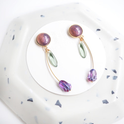 景泰藍鬱金香耳環～紫色×紫紅色～ 第4張的照片
