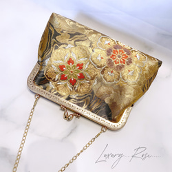 新作！ブラックゴールド♡情緒漂う華輪模様♡高級西陣織帯バッグ　パーティーバッグ　帯リメイク　フォーマルバッグ　 11枚目の画像