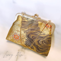 新作！ブラックゴールド♡情緒漂う華輪模様♡高級西陣織帯バッグ　パーティーバッグ　帯リメイク　フォーマルバッグ　 10枚目の画像