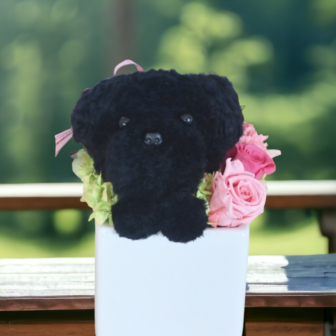 もこペット【犬・ブラック】プリザーブドフラワー ペット 犬 花 トイプードル いぬ お供え  誕生日 フラワーアレンジ 4,565円