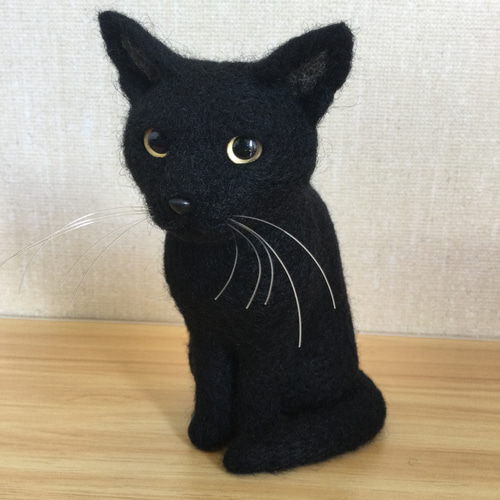 【確認用】黒猫さん✻羊毛フェルト 白黒はちわれ猫🐈‍⬛ ＊ すんとしたお澄まし顔です🙂 無性にはち
