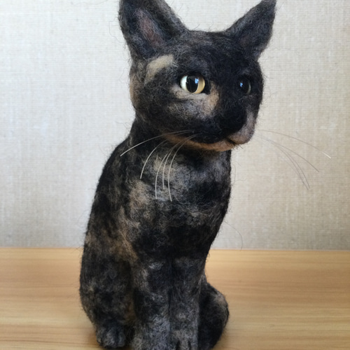 羊毛フェルト 猫 サビ猫 ねこ ネコ 猫フィギュア 羊毛フェルト