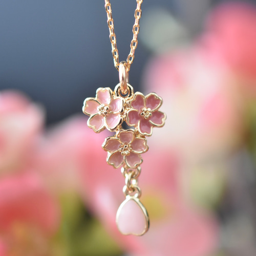 一流の品質 桜のネックレスꕤ 春 ネックレス・ペンダント Yadokari beads ビーズ、ガラス