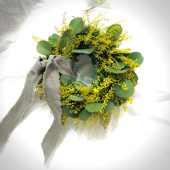 ☘2025年のフレッシュミモザリース・スワッグ☘