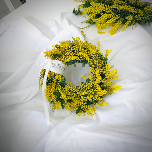 ミモザ満開！】〜ミモザリース～全面タイプ 約19〜22cm ドライフラワー  